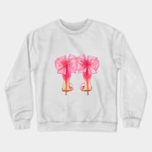 Pink Womens High Heels Bow Tie Back Crewneck Sweatshirt